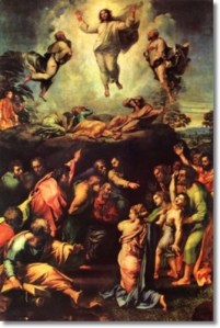 the light Jesus shares with God shines on an epileptic boy. Raphael