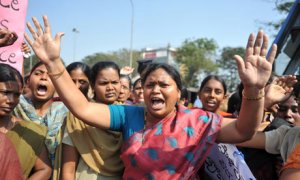 Indian students protest in Hyderabad