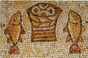ancient mosaic: the feeding of 5000