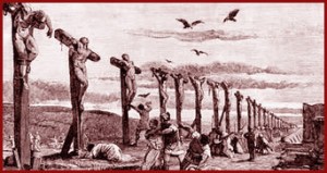 Roman crosses along the Via Appia after the slave revolt