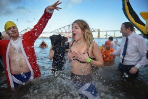 New year Swim at Forth Bridge