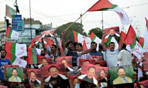 supporters of Altaf Hussain in Karachi