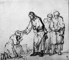 Jesus touches a leper Rembrandt