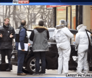 the abandoned getaway car of the killers