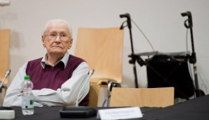Oskar Groning in court, accused of being part of the Auschwitz regime