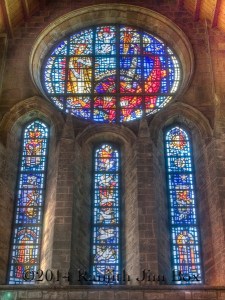 Image of woman and dragon from Pluscarden Abbey, Scotland